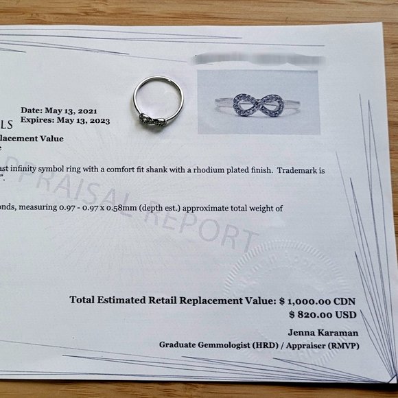 Infinity Ring - 10K White Gold w/ Diamonds - Size 7 - Picture 4 of 4